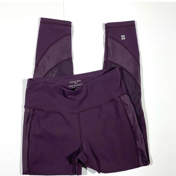 🫶🏻SWEATY BETTY luxe wet look, mesh crop THE POWER LEGGINGS - Picture 7 of 9
